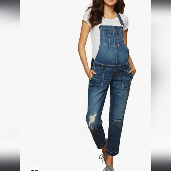 Indigo Blue NWT Size XS Blue motherhood Maternity overalls distre… - Picture 8 of 16